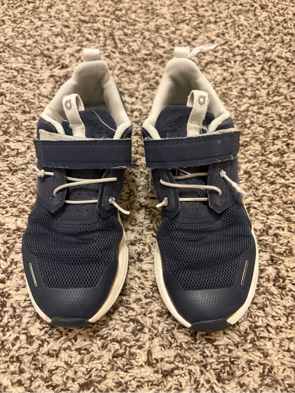 On Running Kids Navy and White Velcro Athletic Sneakers